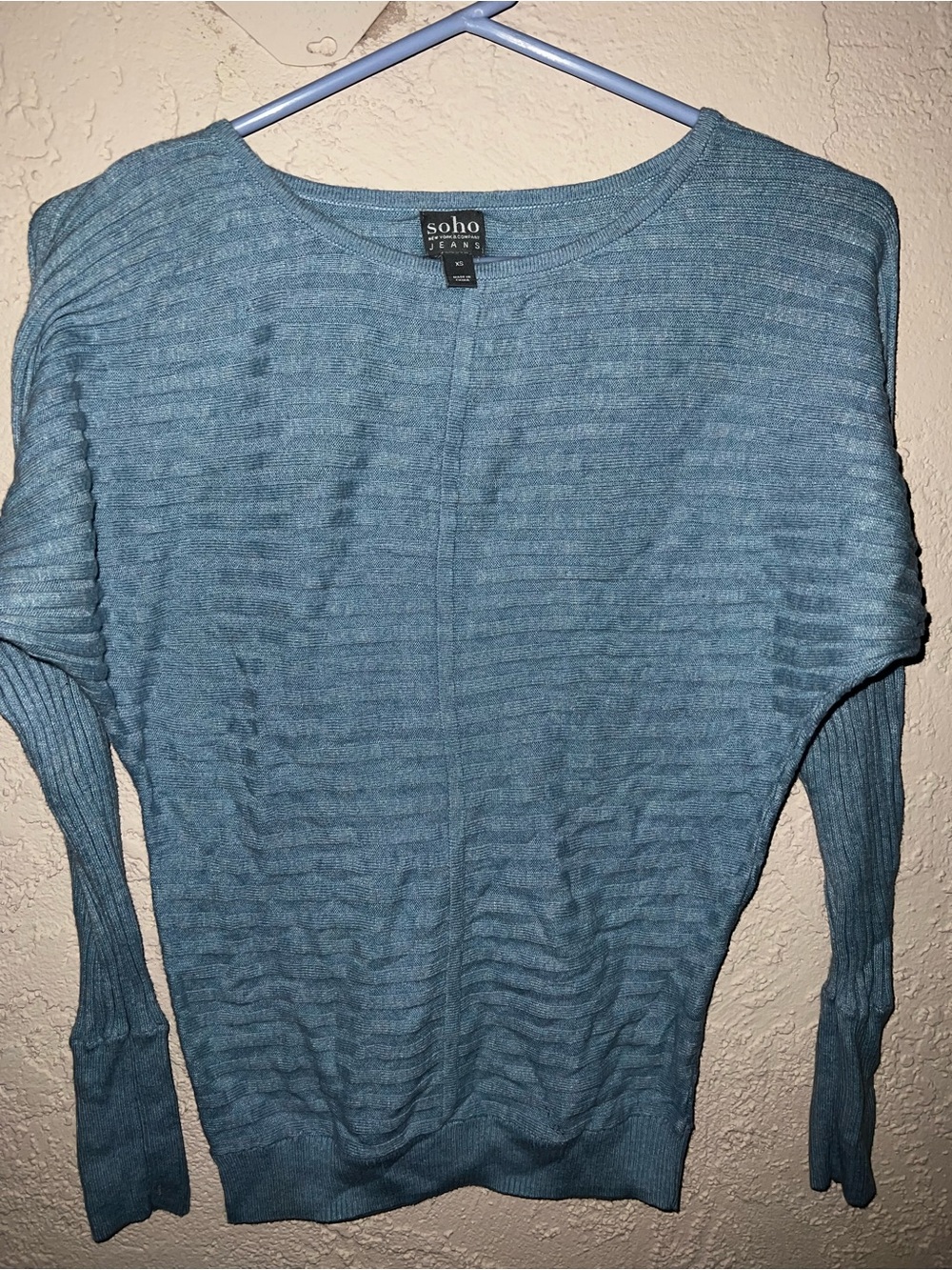 Women's Light Blue Ribbed Knit Sweater xs